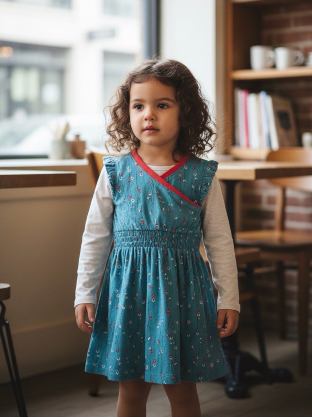 Tea Collection Teal Floral Dress 18-24 mo 100% cotton
